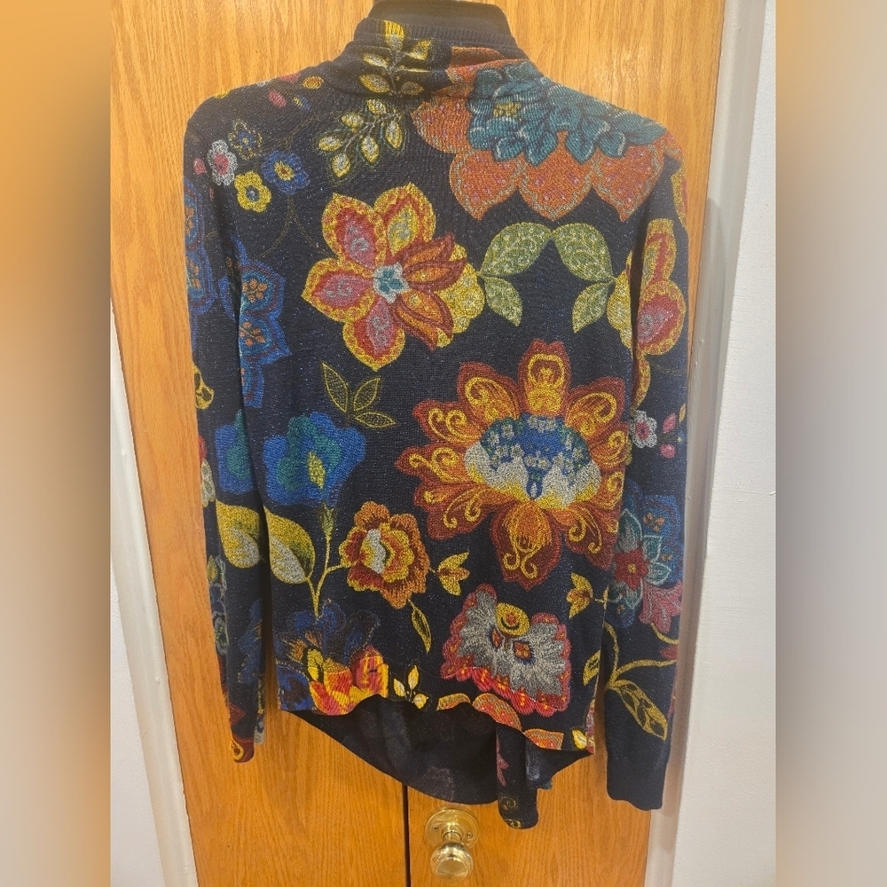 NWOT Desigual Multicolor Floral Cowl Neck Cardigan Sz S-M In Viscose - Picture 11 of 12
